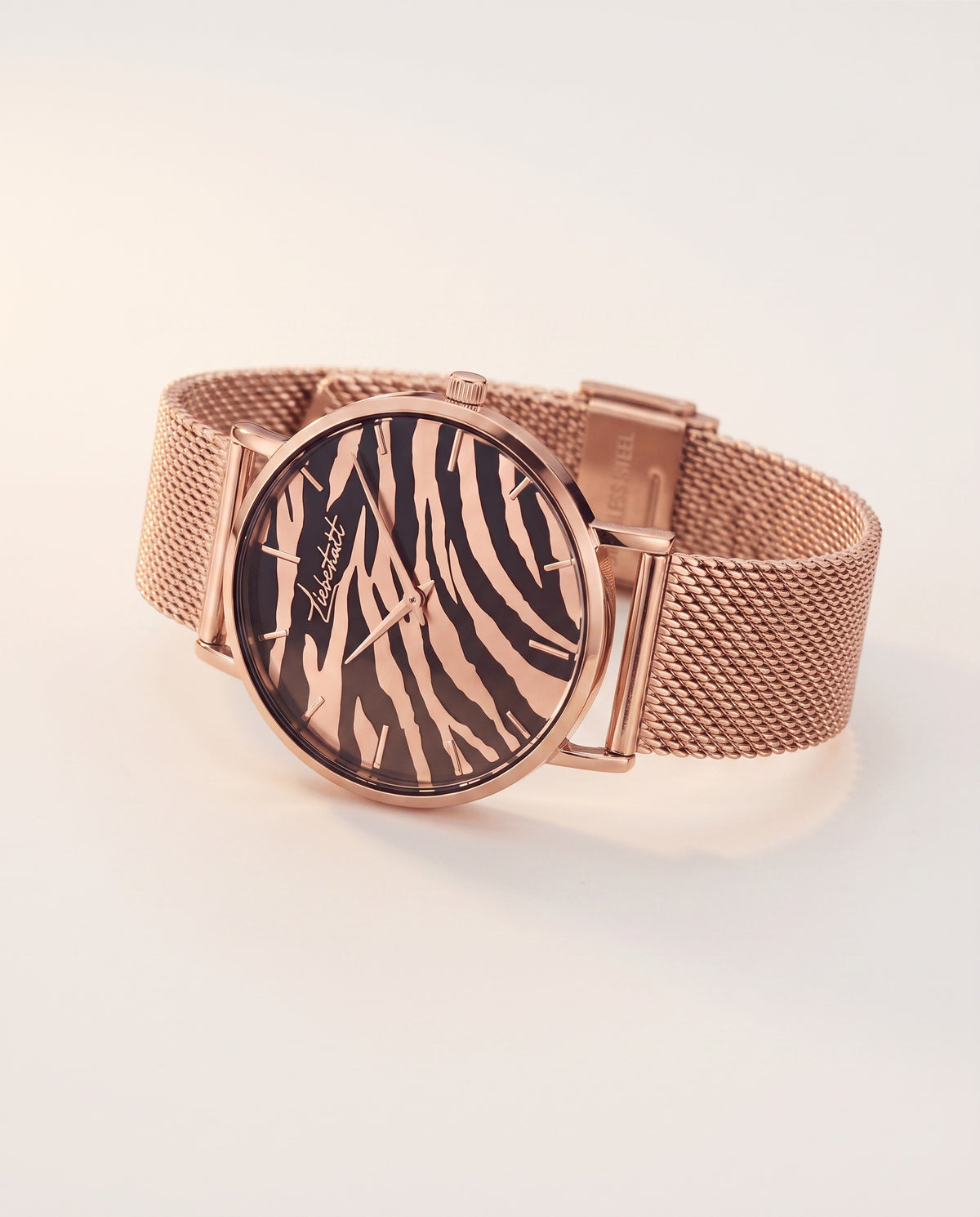 Liebestakt Wild Heart – Damenuhr Roségold Zebra