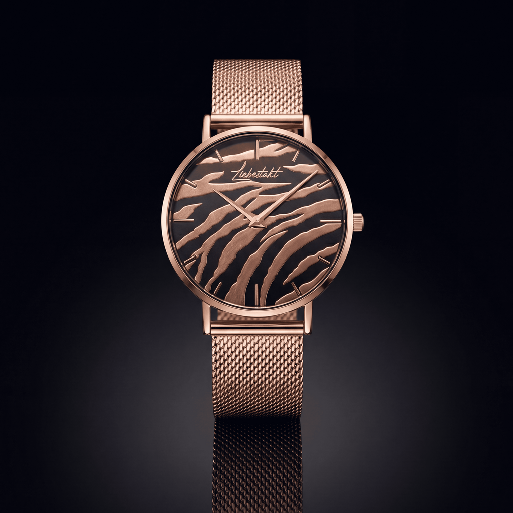 Liebestakt Wild Heart – Damenuhr Roségold Zebra