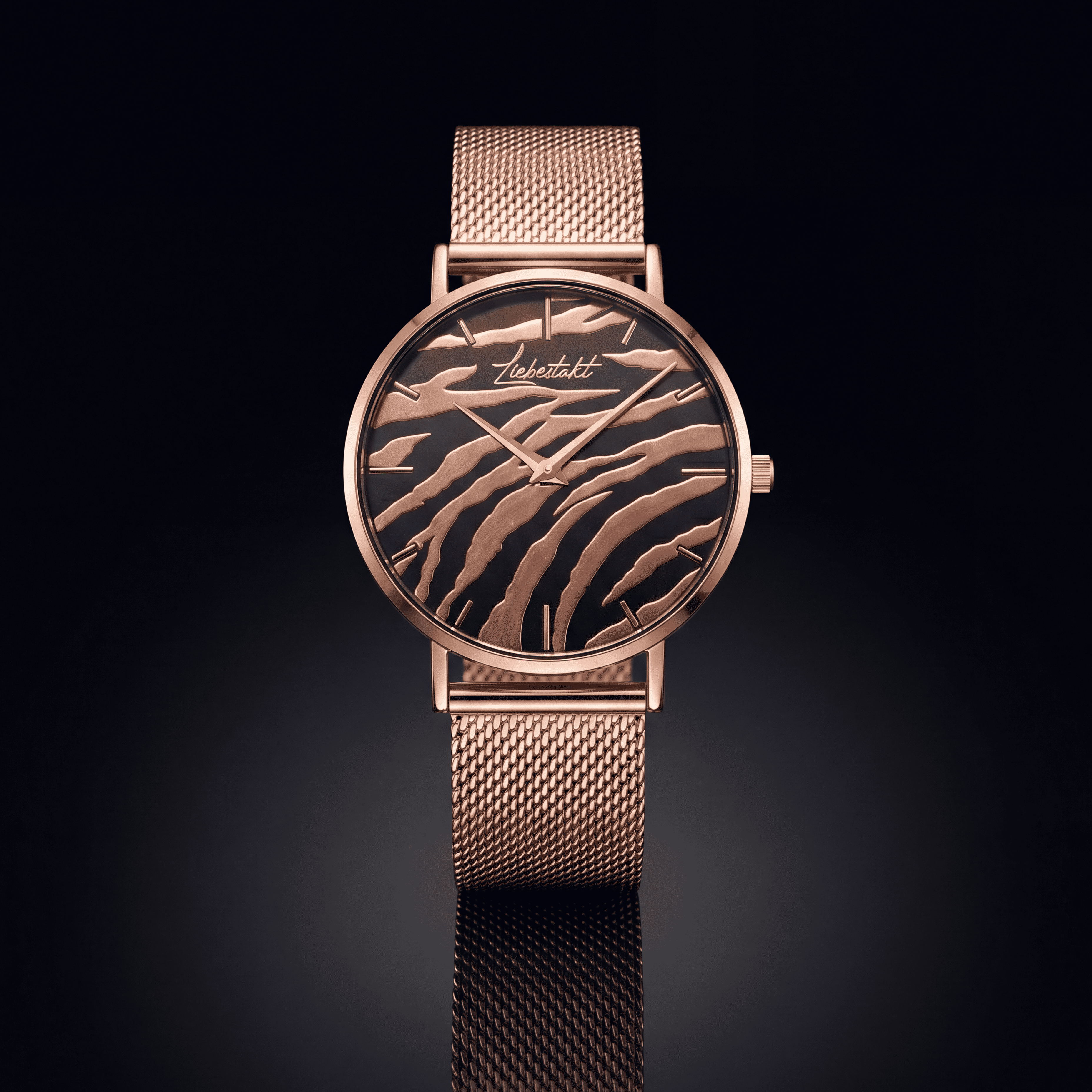 Liebestakt Wild Heart – Damenuhr Roségold Zebra